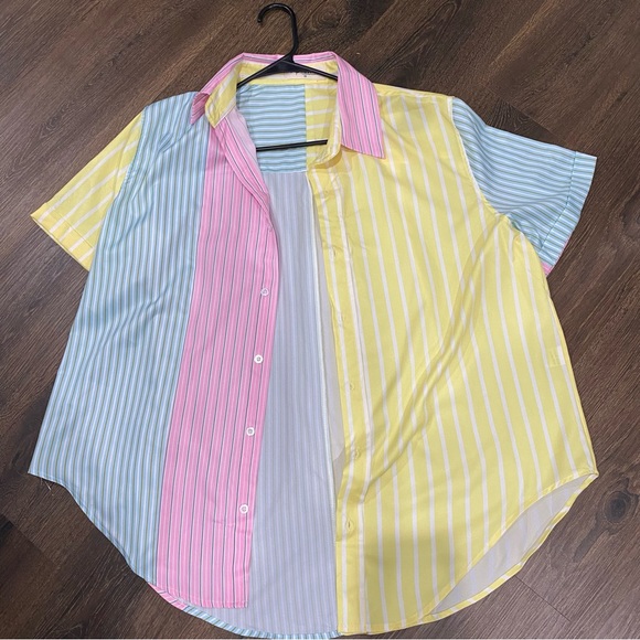 Color Block Button Up - Picture 2 of 12